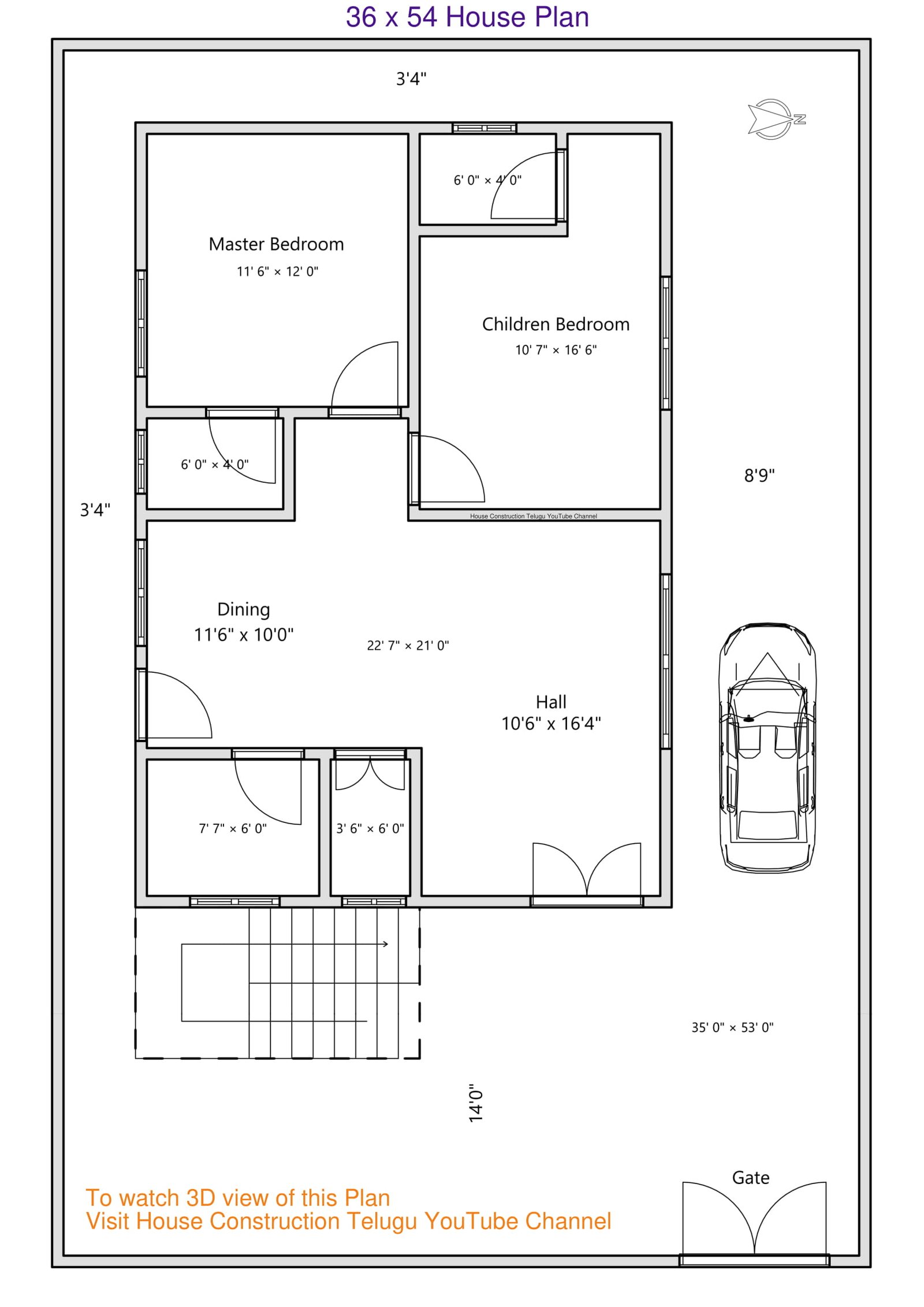 36 54 House Plan In 2D And 3D 2ed in 36-54-house-plan-in-2d-and-3d-2ed-in